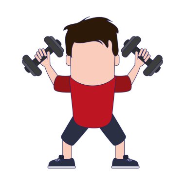 Komik adam avatar dumbbells ile