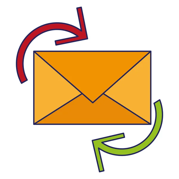 Sobre de correo electrónico con enviar y recibir flechas — Archivo Imágenes Vectoriales