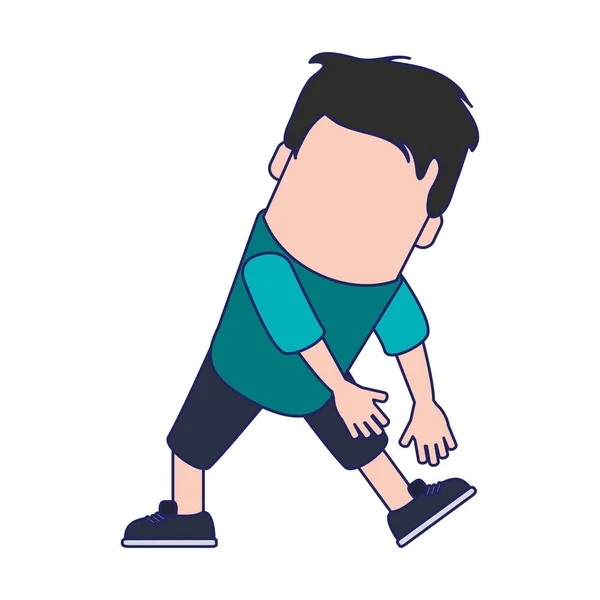 Divertente uomo avatar stretching corpo — Vettoriale Stock