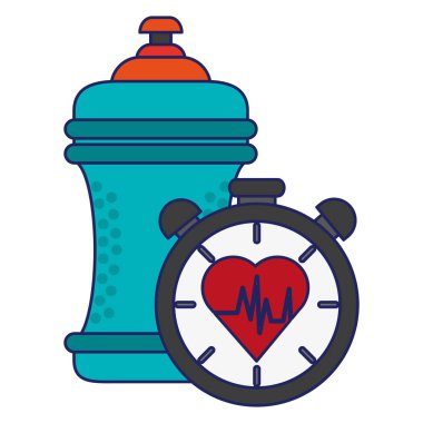 su şişesi ve Zamanlayıcı heartbat kardiyo simgesiyle