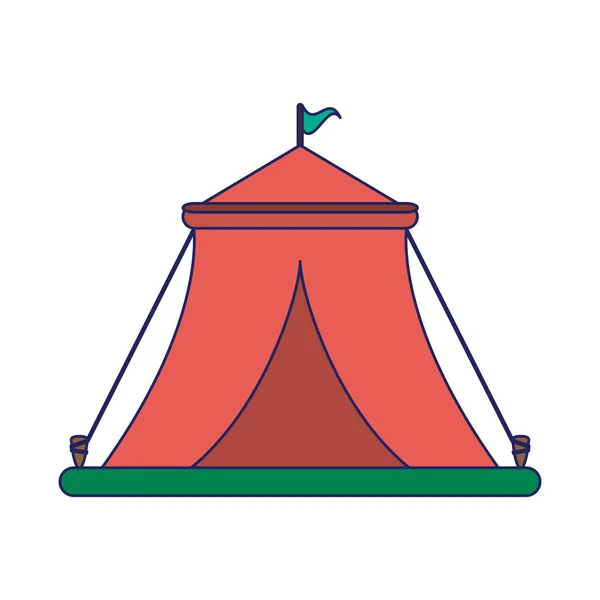 Tenda de festival de circo com bandeira — Vetor de Stock