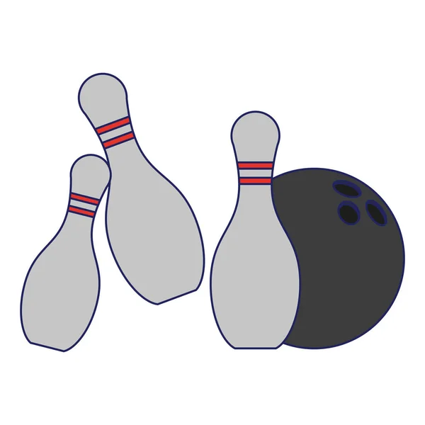 Bowling palla e perni cartone animato — Vettoriale Stock