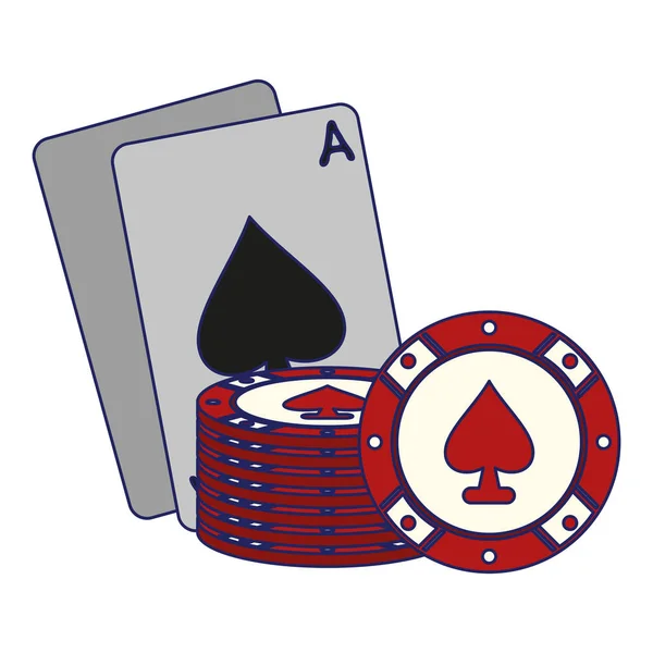 Casino Van Kaarten Met Chips Elementen Vector Illustratie Grafisch Ontwerp — Stockvector