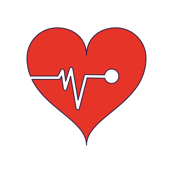 Corazón latido cardiología símbolo líneas azules — Vector de stock