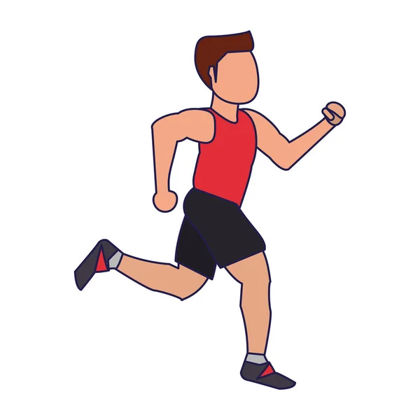 Hombre de fitness corriendo líneas azules — Vector de stock