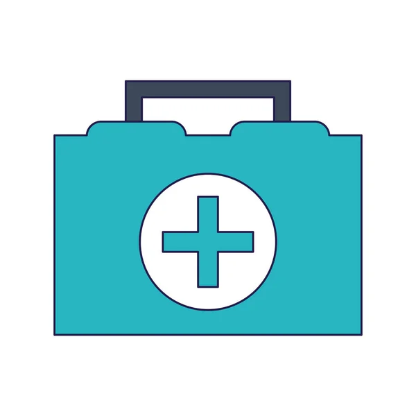 Premiers soins valise médicale lignes bleues — Image vectorielle