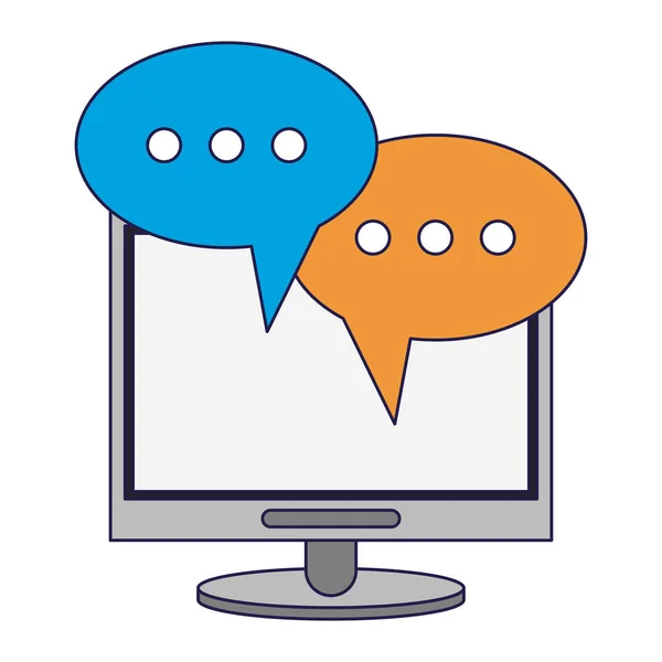 Computer chat symbol blue lines — Stock Vector