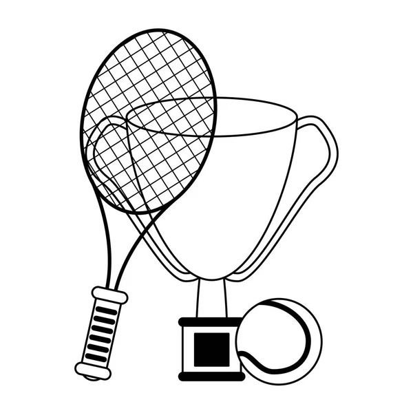 Tenis sport černé a bílé herní zařízení — Stockový vektor