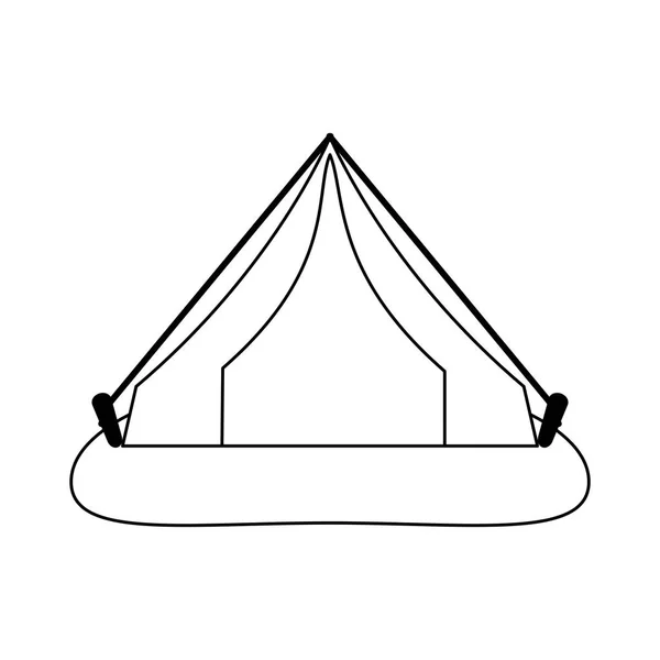 Barraca de acampamento na natureza preto e branco — Vetor de Stock