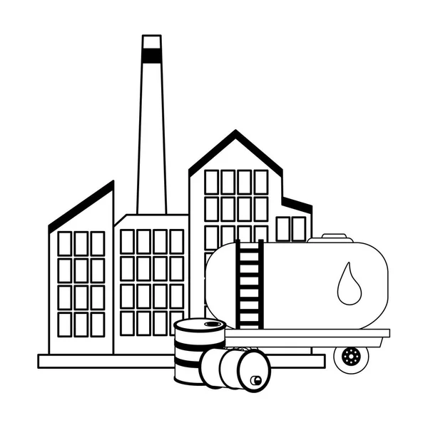 Petroleum refinery pump svart och vitt — Stock vektor