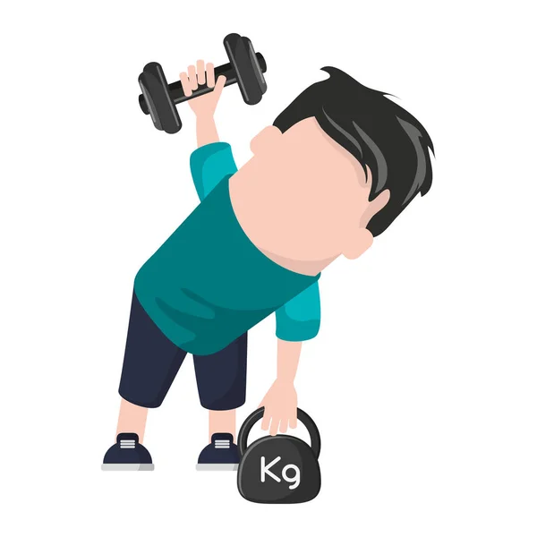 Funny man avatar with dumbbells — Stock Vector