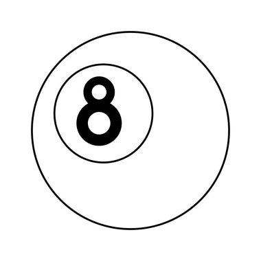 Havuzu sekiz top karikatür siyah beyaz