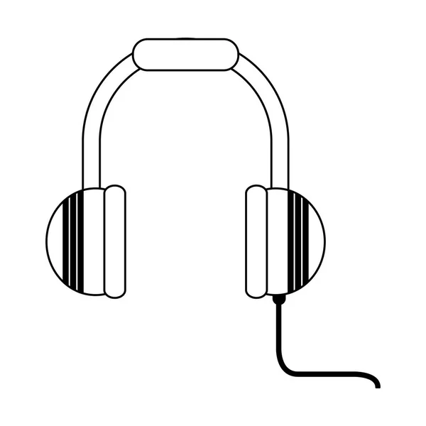 Dispositivo de auriculares de música aislado en blanco y negro — Vector de stock