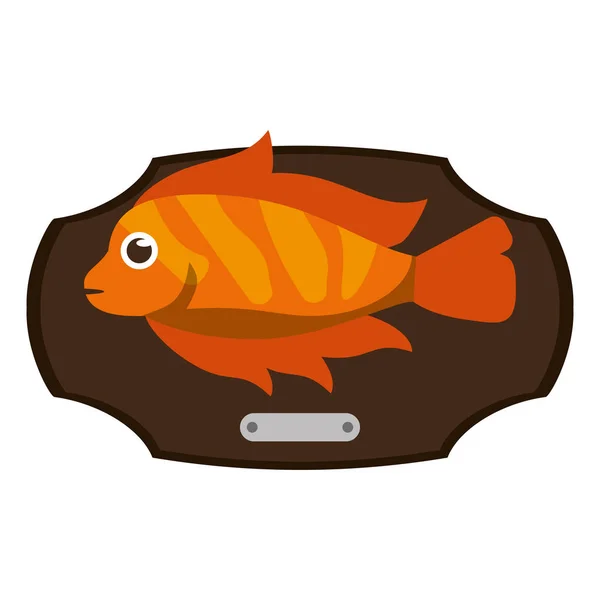 Рыба, преследуемая в деревянной раме — стоковый вектор