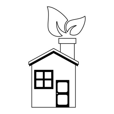 Yaprak sembol siyah ve beyaz ile ekoloji ev