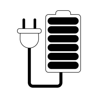 Tak ve pil sembolü siyah beyaz