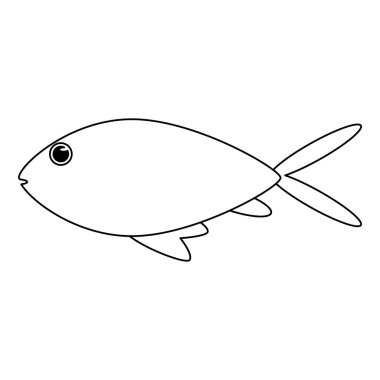 Siyah beyaz balık deniz hayvan çizgi film