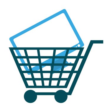 bilgisayar ekranı ile alışveriş sepeti