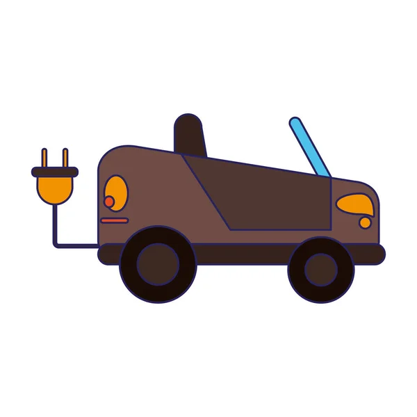 Eletric car with plug — Stock Vector