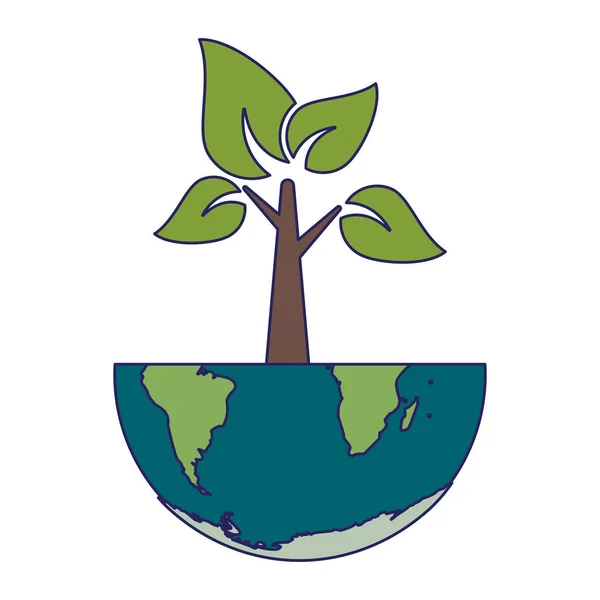 Tree Earth World Cartoon Vector Illustration Graphic Design — Stock Vector