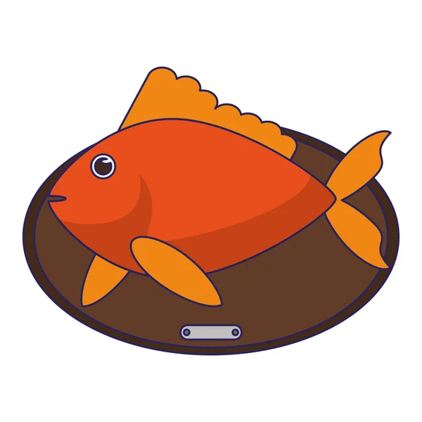 Peces embrujados en marco de madera — Vector de stock