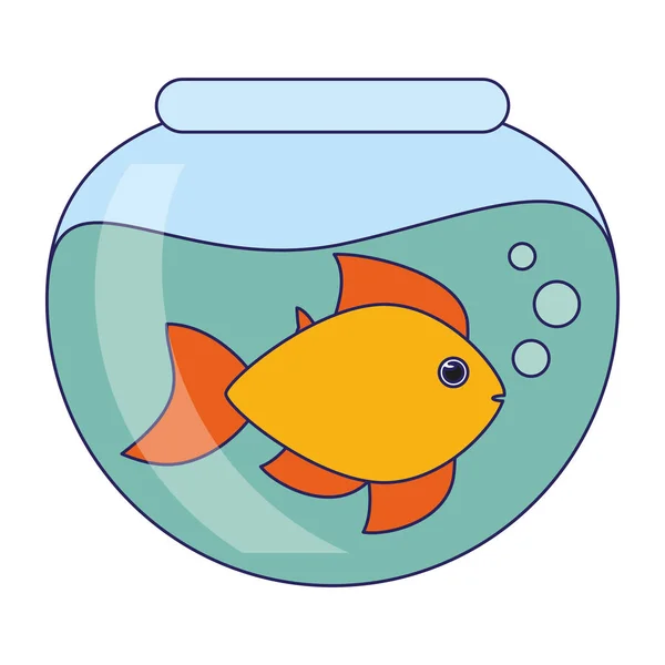 Pescado en tazón de cristal — Vector de stock