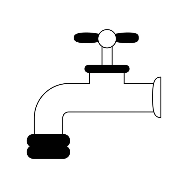 Vodní kohoutek kreslený izolované v černé a bílé — Stockový vektor