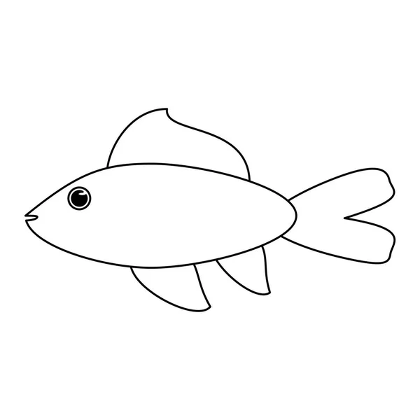 Siyah beyaz balık deniz hayvan çizgi film — Stok Vektör
