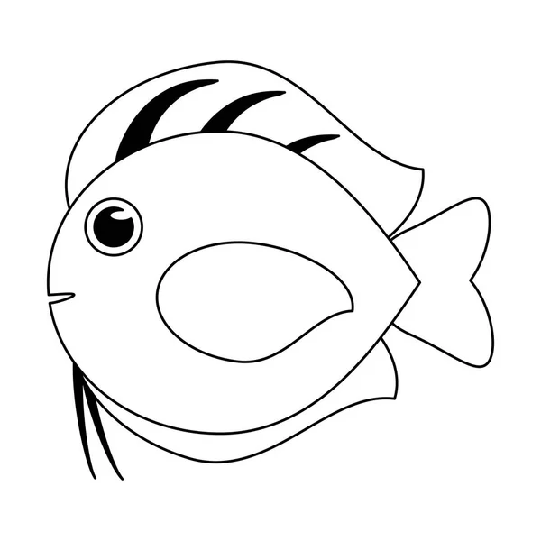 Ψάρια θάλασσας ζώων γελοιογραφία σε μαύρο και άσπρο — Διανυσματικό Αρχείο