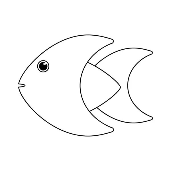 Caricature animalière poisson mer en noir et blanc — Image vectorielle