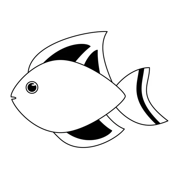 Ryby morskie kreskówka w czerni i bieli — Wektor stockowy