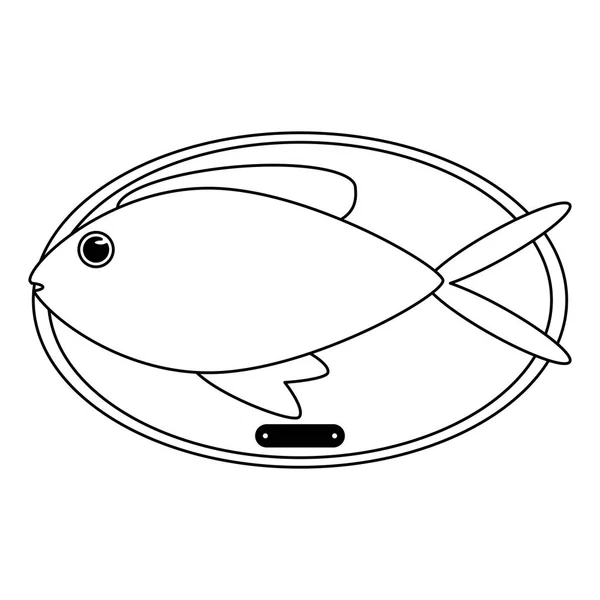 Fisk hemsökta i träram i svart och vitt — Stock vektor