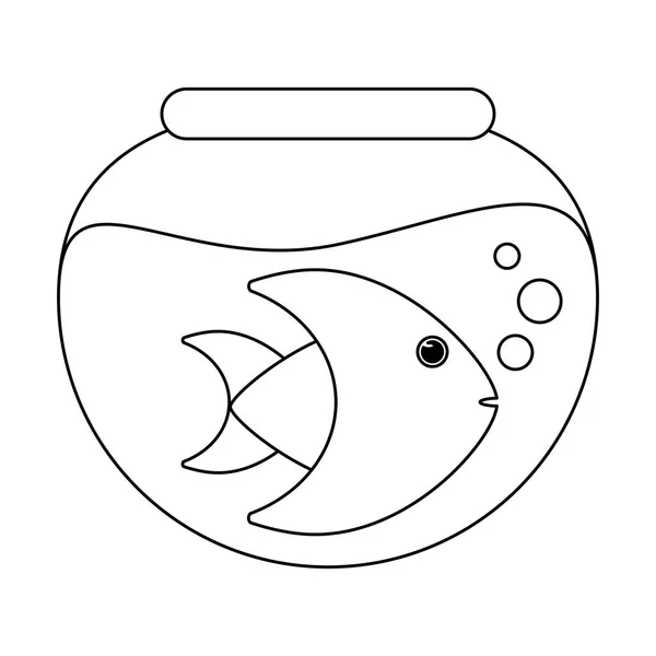 Fiska i kristall skål i svart och vitt — Stock vektor