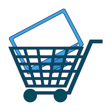 bilgisayar ekranı ile alışveriş sepeti