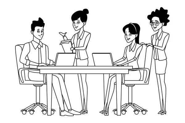 Reunión de Trabajo en Equipo de Negocios — Vector de stock