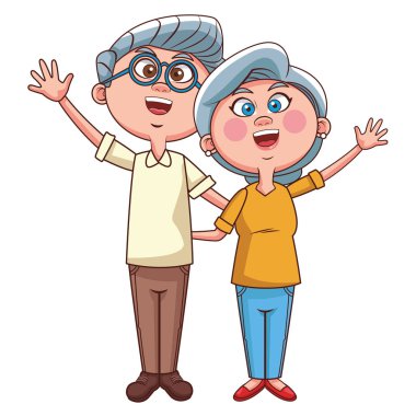 vektör çizim grafik tasarım sallayarak yaşlı çift