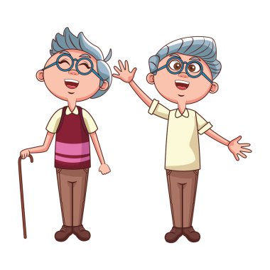 Yaşlı erkekler sallayarak