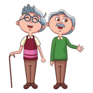 Yaşlı erkekler sallayarak