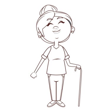 Büyükanne yaşlı kişi kamışı