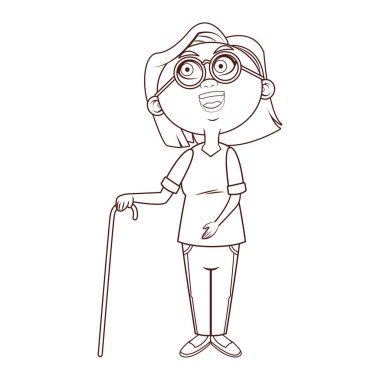 Büyükanne yaşlı kişi kamışı