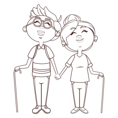 yaşlı çift baston