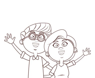 yaşlı çift sallayarak