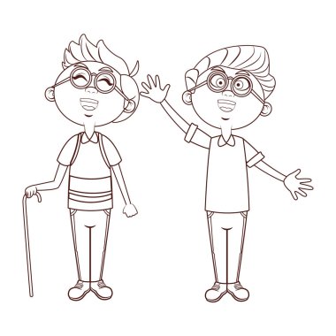 Yaşlı erkekler sallayarak