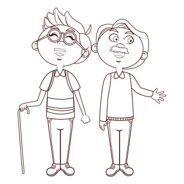 Yaşlı erkekler sallayarak