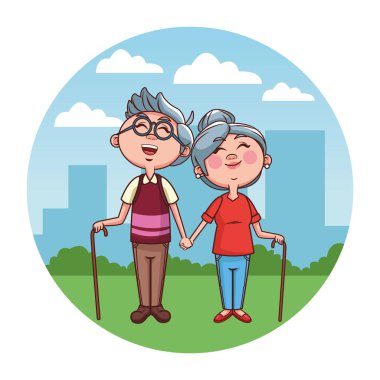 yaşlı çift baston şehir