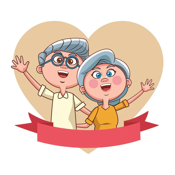 Anciano pareja amor bandera — Vector de stock
