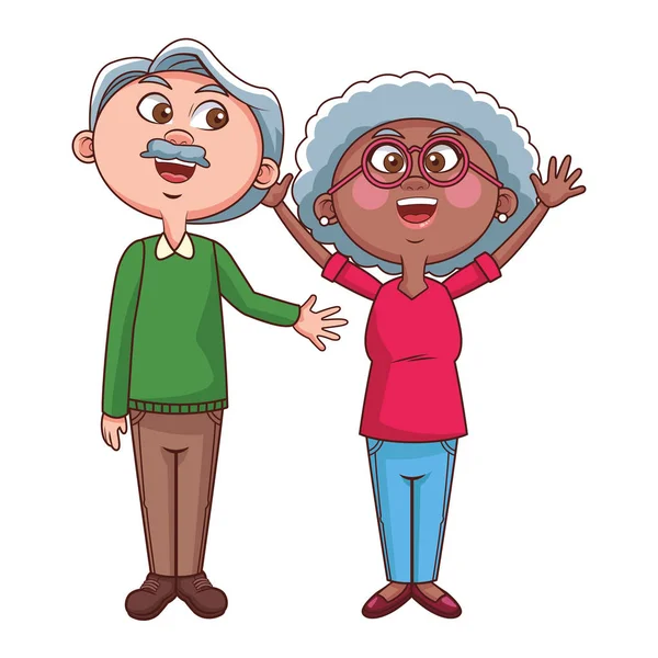 Elder Couple Grandparents Vector Illustration Graphic Design — Stock Vector