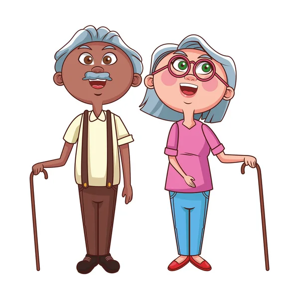Elder couple grandparents — Stock Vector