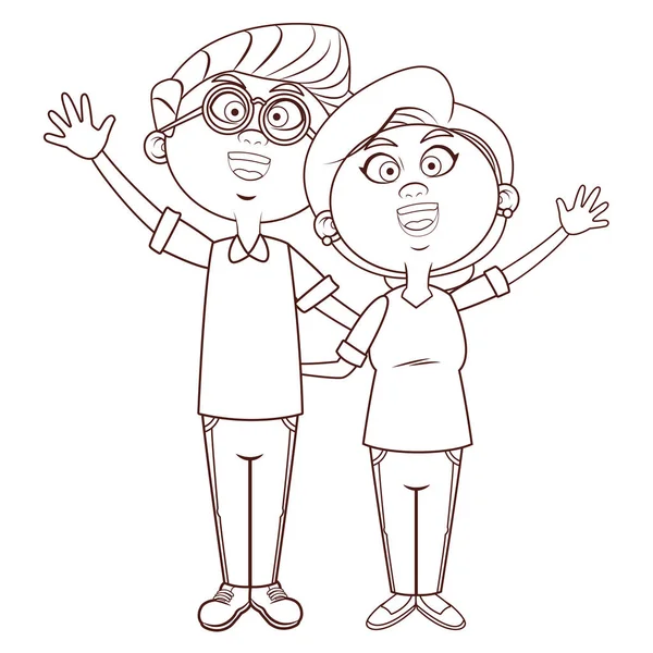 yaşlı çift sallayarak