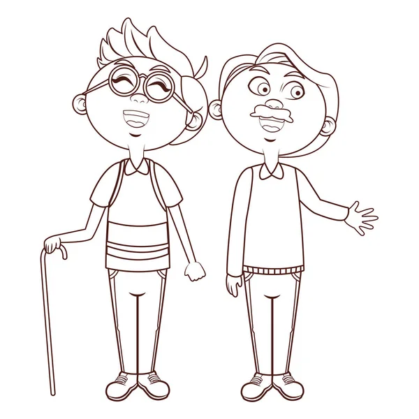 Yaşlı erkekler sallayarak